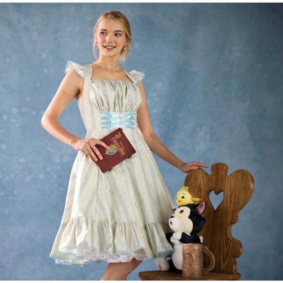 NWT Disney Shop Women’s Pinocchio Dress Floral Fit Flare Pinup Peasant 3X - Picture 7 of 7